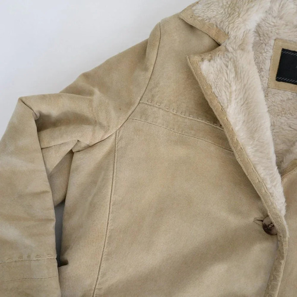 Vintage Avanti  100% Leather Shearling Beige Jacket Size 8 - Picture 10 of 16